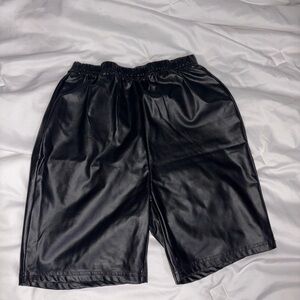 Women’s Black faux leather hi-rise bike Shorts